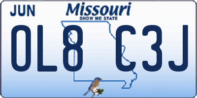 MO license plate OL8C3J
