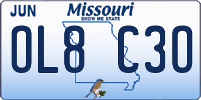 MO license plate OL8C3O