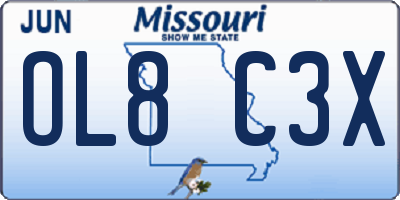 MO license plate OL8C3X