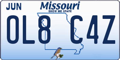 MO license plate OL8C4Z