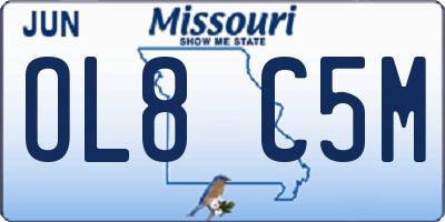 MO license plate OL8C5M
