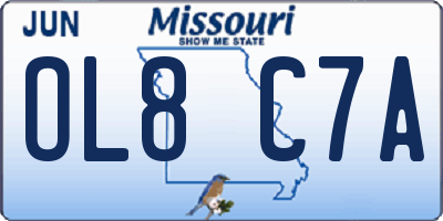 MO license plate OL8C7A