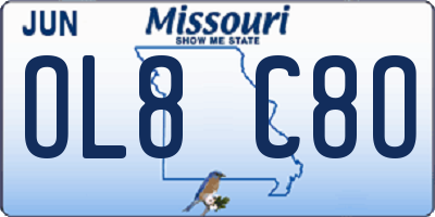 MO license plate OL8C8O