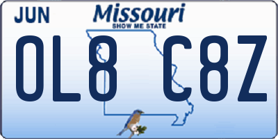 MO license plate OL8C8Z
