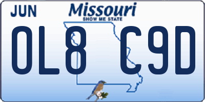 MO license plate OL8C9D