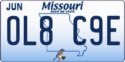 MO license plate OL8C9E
