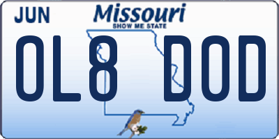 MO license plate OL8D0D