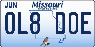 MO license plate OL8D0E