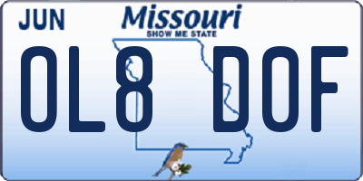 MO license plate OL8D0F