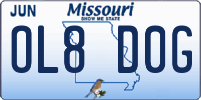 MO license plate OL8D0G