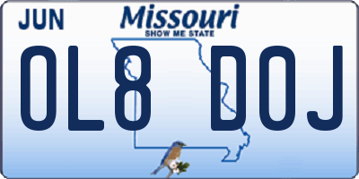 MO license plate OL8D0J