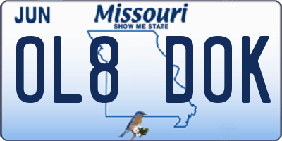 MO license plate OL8D0K
