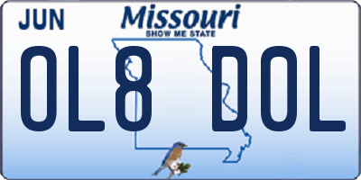 MO license plate OL8D0L