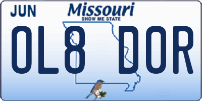 MO license plate OL8D0R