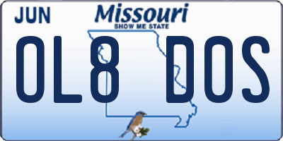 MO license plate OL8D0S