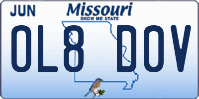 MO license plate OL8D0V