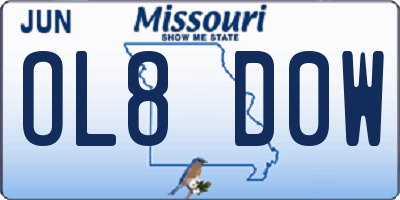 MO license plate OL8D0W