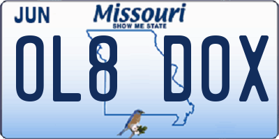 MO license plate OL8D0X