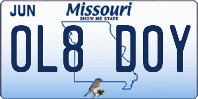 MO license plate OL8D0Y