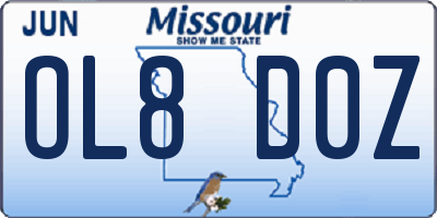 MO license plate OL8D0Z
