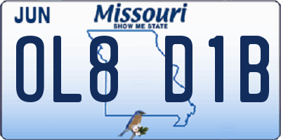 MO license plate OL8D1B