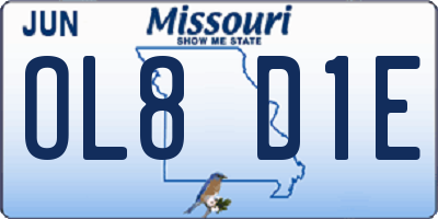 MO license plate OL8D1E