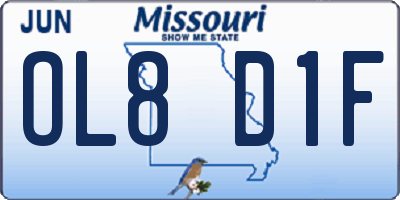 MO license plate OL8D1F