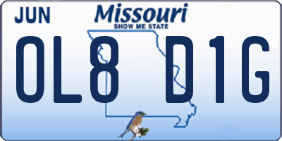 MO license plate OL8D1G