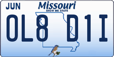 MO license plate OL8D1I