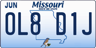 MO license plate OL8D1J