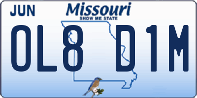 MO license plate OL8D1M