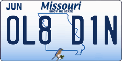 MO license plate OL8D1N