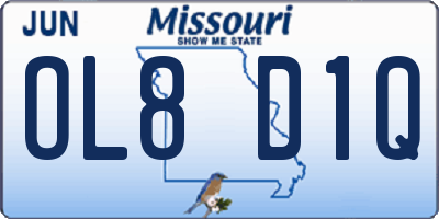 MO license plate OL8D1Q