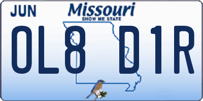 MO license plate OL8D1R