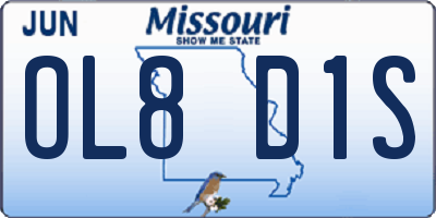 MO license plate OL8D1S