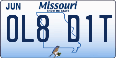 MO license plate OL8D1T
