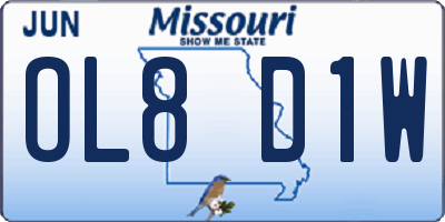 MO license plate OL8D1W