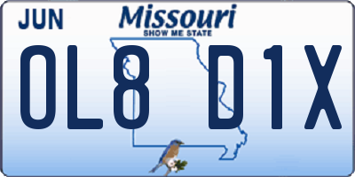 MO license plate OL8D1X