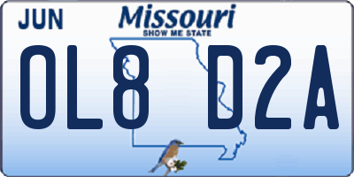 MO license plate OL8D2A
