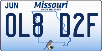 MO license plate OL8D2F