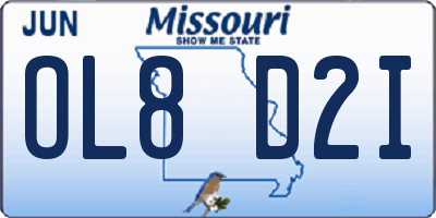 MO license plate OL8D2I