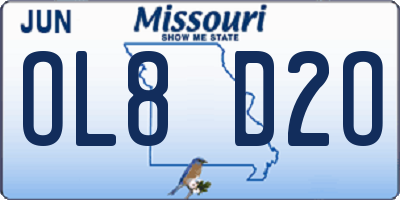 MO license plate OL8D2O