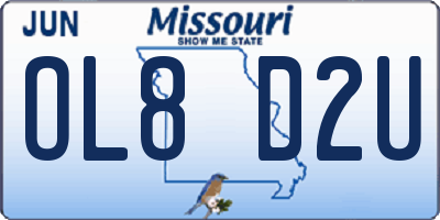 MO license plate OL8D2U
