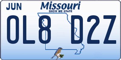 MO license plate OL8D2Z