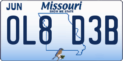 MO license plate OL8D3B