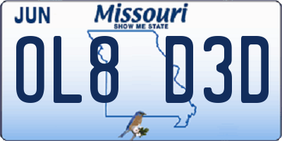 MO license plate OL8D3D