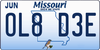 MO license plate OL8D3E