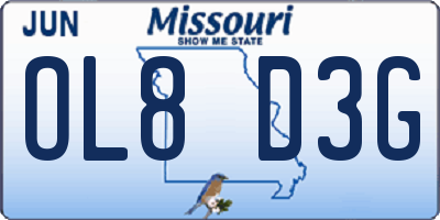 MO license plate OL8D3G