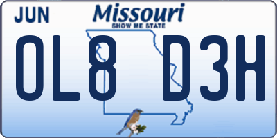 MO license plate OL8D3H