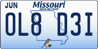 MO license plate OL8D3I